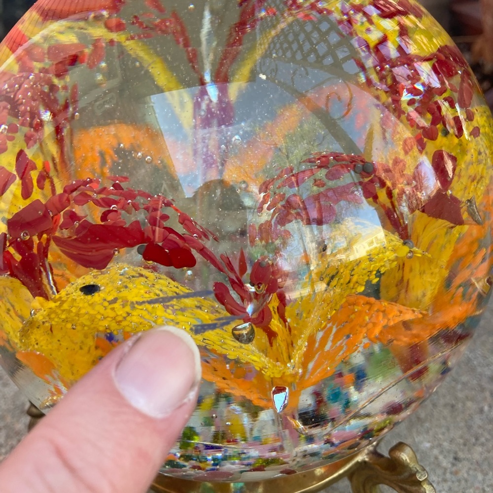 Colorful Huge Magnum Glass Sphere Paperweight with Stand - Picture 10 of 15